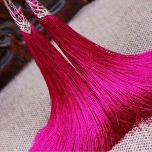 Vibrant Pink Tassel Earrings